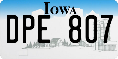 IA license plate DPE807