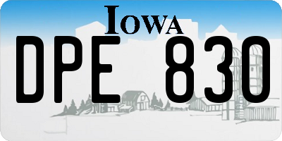 IA license plate DPE830