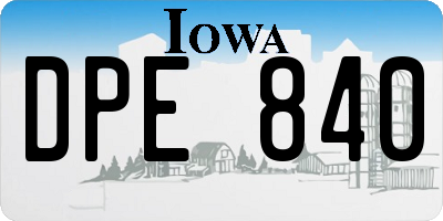 IA license plate DPE840