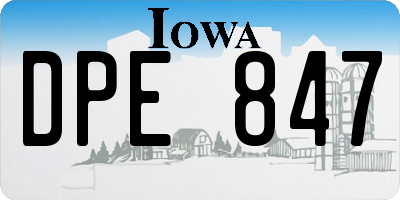 IA license plate DPE847