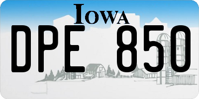 IA license plate DPE850