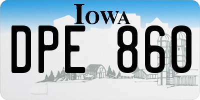 IA license plate DPE860