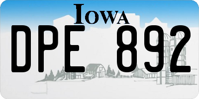 IA license plate DPE892