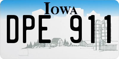 IA license plate DPE911