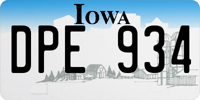 IA license plate DPE934