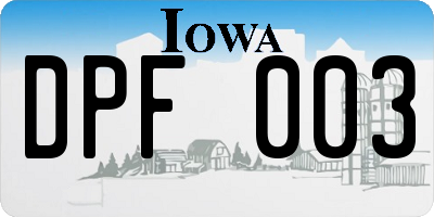 IA license plate DPF003