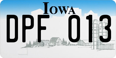 IA license plate DPF013