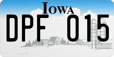 IA license plate DPF015