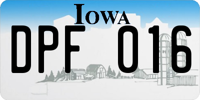 IA license plate DPF016