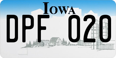 IA license plate DPF020