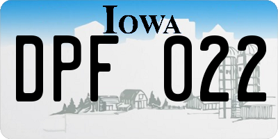 IA license plate DPF022