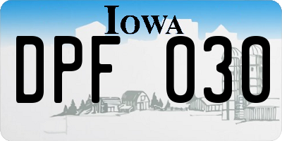 IA license plate DPF030