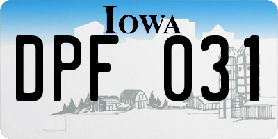 IA license plate DPF031
