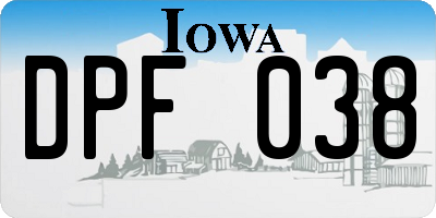 IA license plate DPF038