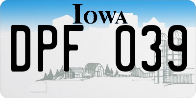 IA license plate DPF039