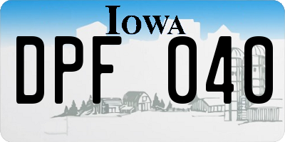 IA license plate DPF040