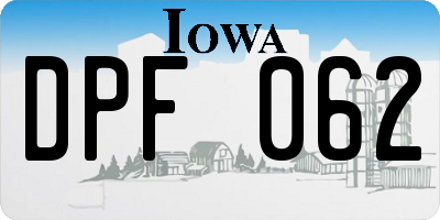 IA license plate DPF062