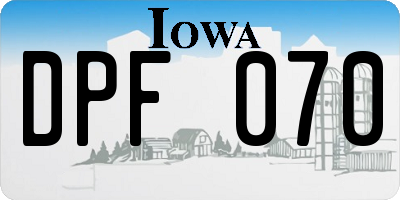 IA license plate DPF070