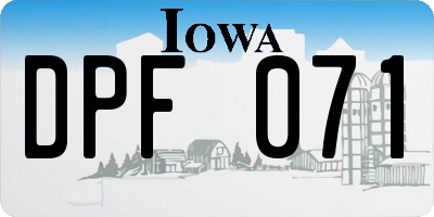 IA license plate DPF071