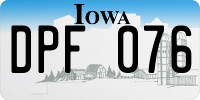 IA license plate DPF076