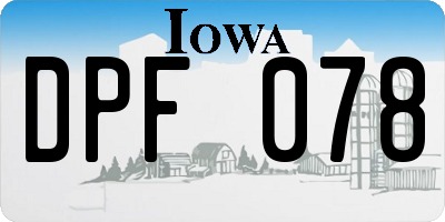 IA license plate DPF078