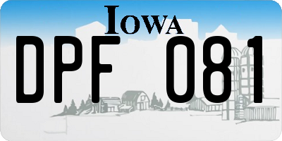 IA license plate DPF081