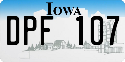 IA license plate DPF107