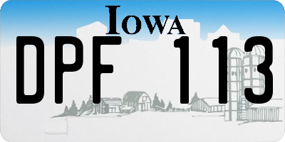 IA license plate DPF113
