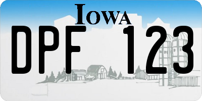 IA license plate DPF123