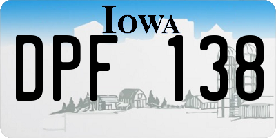 IA license plate DPF138
