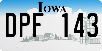 IA license plate DPF143