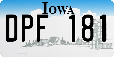 IA license plate DPF181