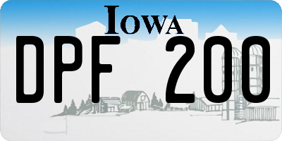 IA license plate DPF200