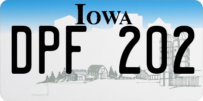 IA license plate DPF202