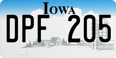 IA license plate DPF205