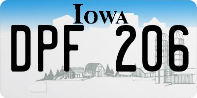 IA license plate DPF206