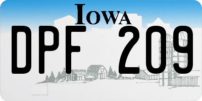 IA license plate DPF209