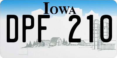 IA license plate DPF210