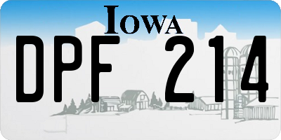 IA license plate DPF214