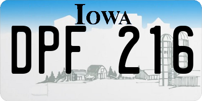 IA license plate DPF216