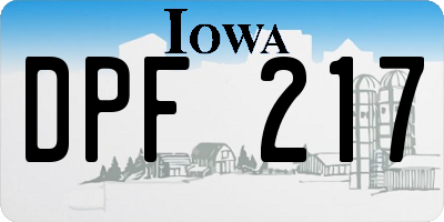 IA license plate DPF217