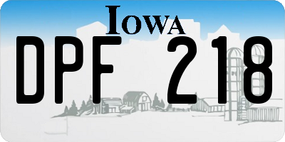 IA license plate DPF218