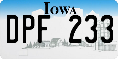 IA license plate DPF233