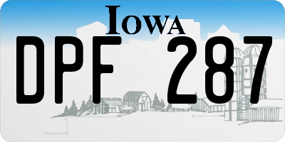 IA license plate DPF287