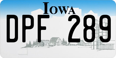IA license plate DPF289