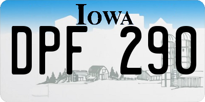 IA license plate DPF290