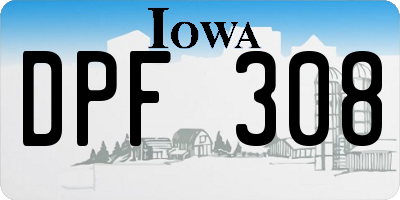 IA license plate DPF308