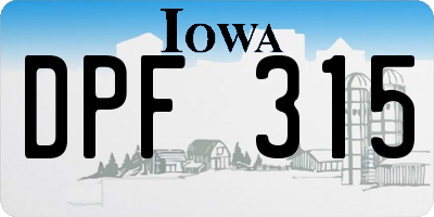 IA license plate DPF315