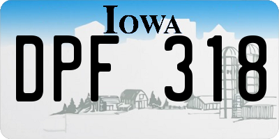 IA license plate DPF318