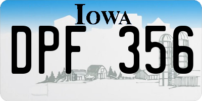 IA license plate DPF356